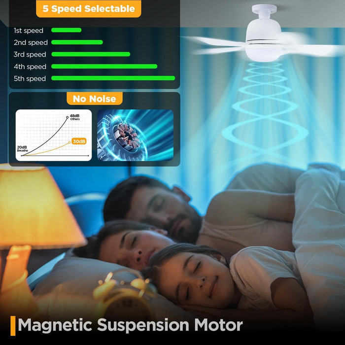 20 in. White Socket Fan Light with Remote for Living Room Bedroom Kitchen-3-ErisView