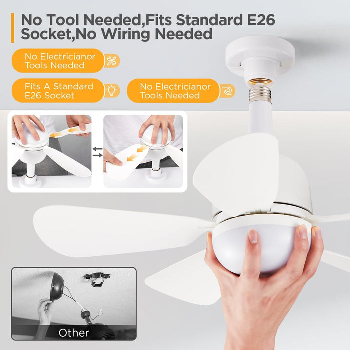 20 in. White Socket Fan Light with Remote for Living Room Bedroom Kitchen-4-ErisView