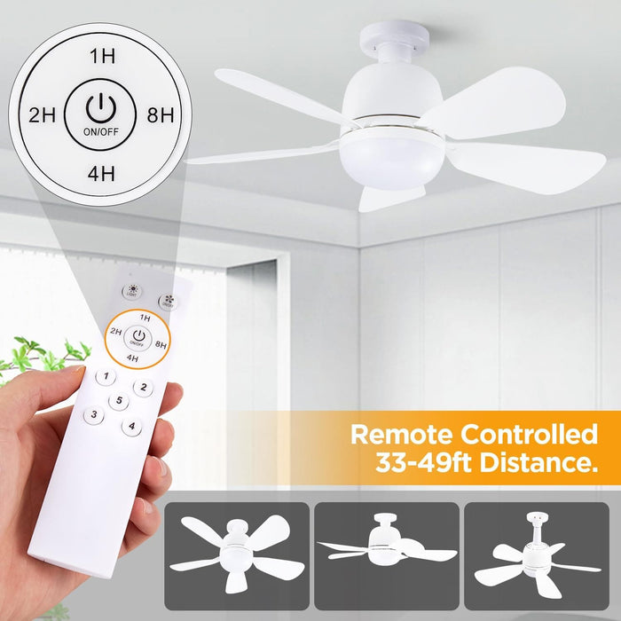 20 in. White Socket Fan Light with Remote for Living Room Bedroom Kitchen-5-ErisView