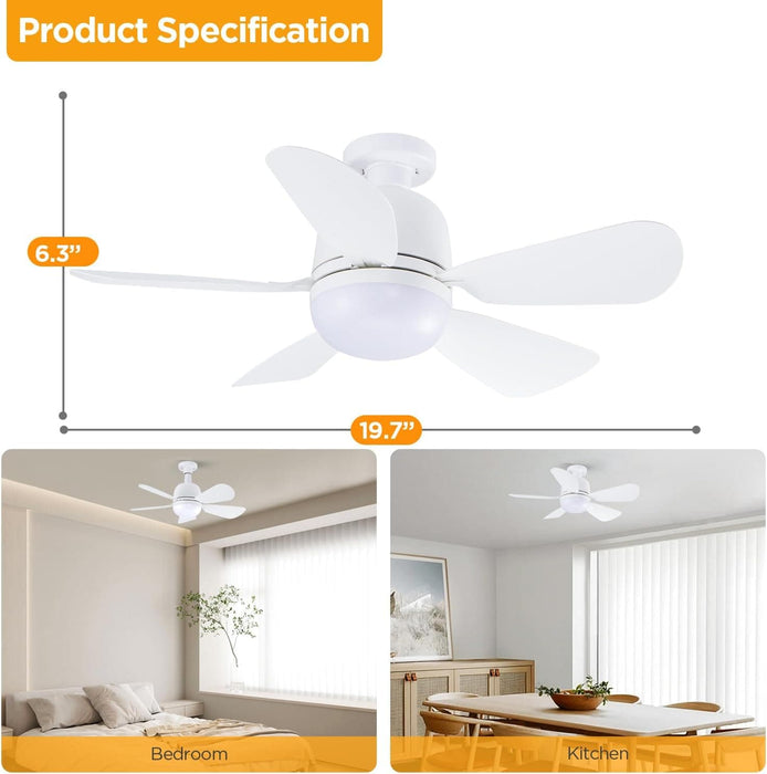 20 in. White Socket Fan Light with Remote for Living Room Bedroom Kitchen-6-ErisView