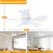 20 in. White Socket Fan Light with Remote for Living Room Bedroom Kitchen-6-ErisView