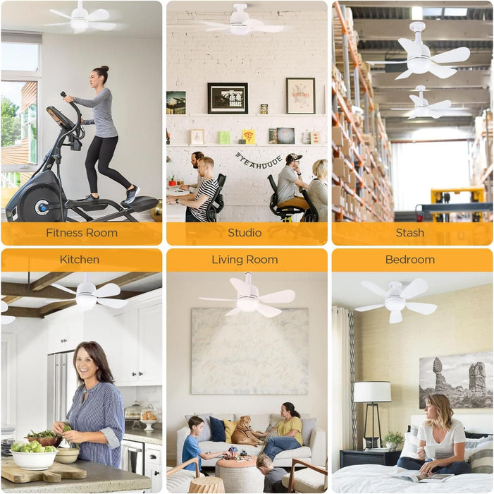 20 in. White Socket Fan Light with Remote for Living Room Bedroom Kitchen-7-ErisView
