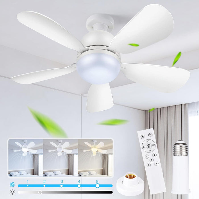 20 in. White Socket Fan Light with Remote for Living Room Bedroom Kitchen-1-ErisView