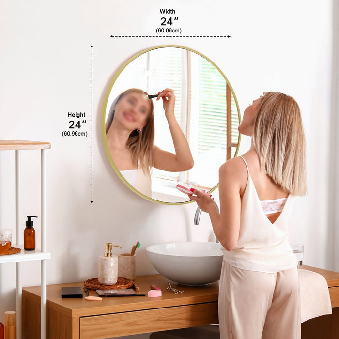 20 Inch Round Wall Mirror, High-Definition Shatterproof, Rustproof Aluminum Frame for Bathroom/Bedroom/Entryway