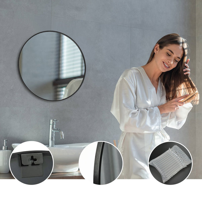 20 Inch Round Wall Mirror, High-Definition Shatterproof, Rustproof Aluminum Frame for Bathroom/Bedroom/Entryway