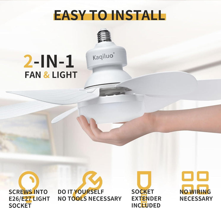 20.5 in. Light Socket Fan, Wireless Ceiling Fan Light with Extender, Bedroom Ceiling Fans, Ceiling Fan for Garage Balcony-13-ErisView