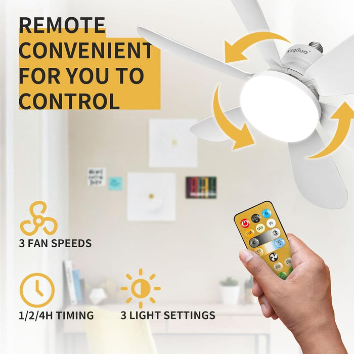 20.5 in. Light Socket Fan, Wireless Ceiling Fan Light with Extender, Bedroom Ceiling Fans, Ceiling Fan for Garage Balcony-15-ErisView