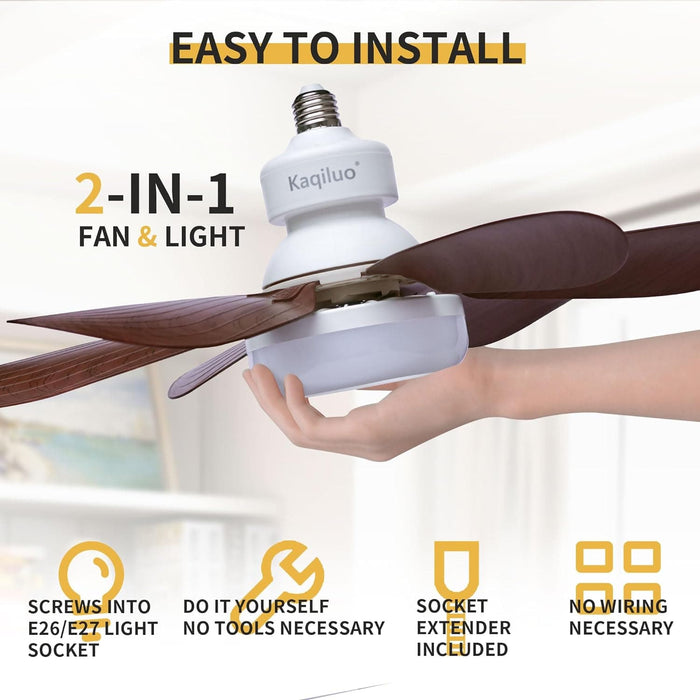 20.5 in. Light Socket Fan, Wireless Ceiling Fan Light with Extender, Bedroom Ceiling Fans, Ceiling Fan for Garage Balcony-3-ErisView