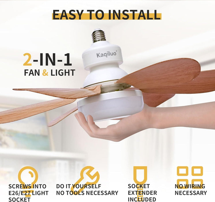 20.5 in. Light Socket Fan, Wireless Ceiling Fan Light with Extender, Bedroom Ceiling Fans, Ceiling Fan for Garage Balcony-8-ErisView
