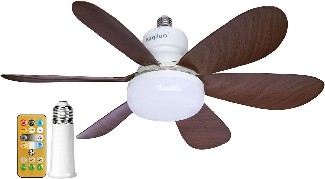 20.5 in. Light Socket Fan, Wireless Ceiling Fan Light with Extender, Bedroom Ceiling Fans, Ceiling Fan for Garage Balcony-1-ErisView