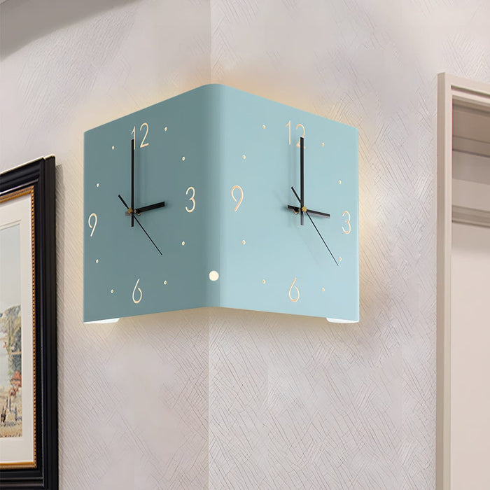 Mute USB Motion Sensor LED Foldable Double Sided Corner Wall Clock