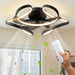 21 in. Black Modern Low Profile LED Ceiling Fan with Light Remote, Dimmable Reversible Ceiling Fan, Geometric Ceiling Fan for Living Room Bedroom Kitchen-ErisView