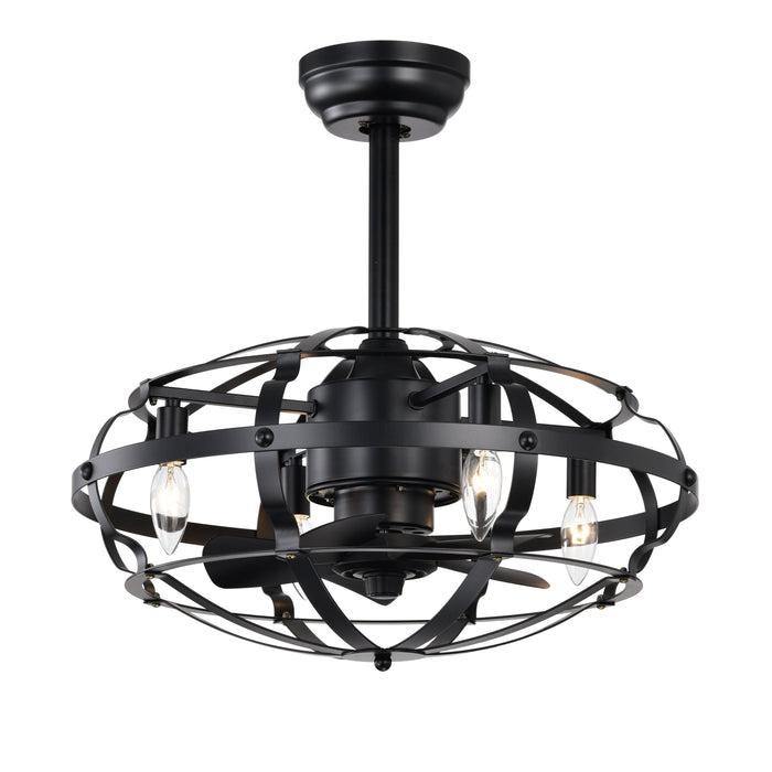 21 in. Industrial Caged Ceiling Fan with Light Kit Remote, Bladeless Ceiling Fan with Lights for Living Room Bedroom Kitchen-ErisView