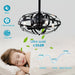 21 in. Industrial Caged Ceiling Fan with Light Kit Remote, Bladeless Ceiling Fan with Lights for Living Room Bedroom Kitchen-ErisView