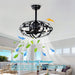 21 in. Industrial Caged Ceiling Fan with Light Kit Remote, Bladeless Ceiling Fan with Lights for Living Room Bedroom Kitchen-ErisView