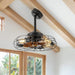 21 in. Low Profile Caged Ceiling Fan with Light Remote, Bladeless Farmhouse Industrial Ceiling Fan, Small Black Ceiling Light Fixture for Bedroom-14-ErisView