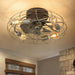 21 in. Low Profile Caged Ceiling Fan with Light Remote, Bladeless Farmhouse Industrial Ceiling Fan, Small Black Ceiling Light Fixture for Bedroom-15-ErisView