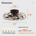 21 in. Low Profile Caged Ceiling Fan with Light Remote, Bladeless Farmhouse Industrial Ceiling Fan, Small Black Ceiling Light Fixture for Bedroom-2-ErisView