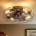 21 in. Low Profile Caged Ceiling Fan with Light Remote, Bladeless Farmhouse Industrial Ceiling Fan, Small Black Ceiling Light Fixture for Bedroom-37-ErisView
