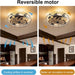 21 in. Low Profile Caged Ceiling Fan with Light Remote, Bladeless Farmhouse Industrial Ceiling Fan, Small Black Ceiling Light Fixture for Bedroom-47-ErisView