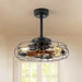 21 in. Low Profile Caged Ceiling Fan with Light Remote, Bladeless Farmhouse Industrial Ceiling Fan, Small Black Ceiling Light Fixture for Bedroom-9-ErisView