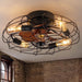 21 in. Low Profile Caged Ceiling Fan with Light Remote, Bladeless Farmhouse Industrial Ceiling Fan, Small Black Ceiling Light Fixture for Bedroom-1-ErisView