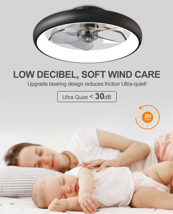 21 in. Modern Low Profile Flush Mount Ceiling Fan, Remote Control Ceiling Fan and Light, Smart Bladeless LED Ceiling Fan for Bedroom Kitchen Dining Room-6-ErisView
