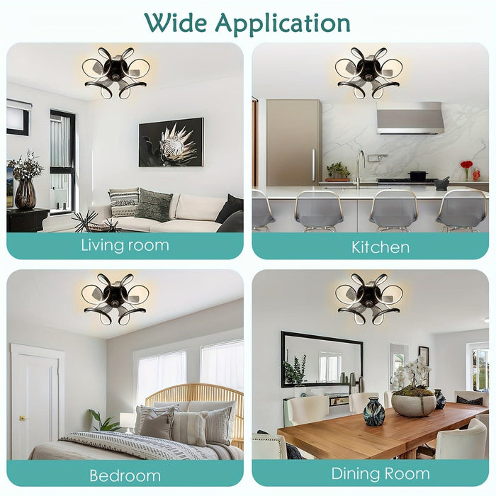 21 in. Modern Low Profile LED Ceiling Fan with Light Remote, Dimmable Reversible Ceiling Fan, Geometric Ceiling Fan for Living Room Bedroom Kitchen-ErisView