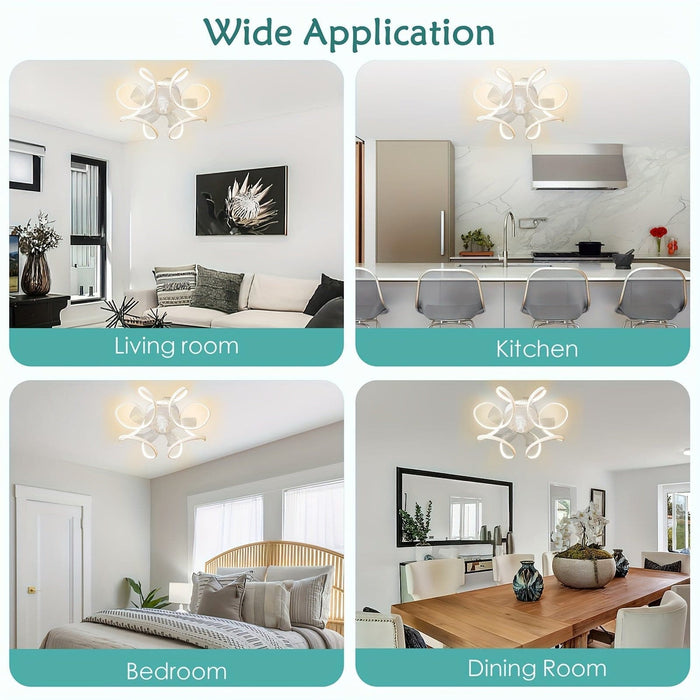 21 in. Modern Low Profile LED Ceiling Fan with Light Remote, Dimmable Reversible Ceiling Fan, Geometric Ceiling Fan for Living Room Bedroom Kitchen-ErisView