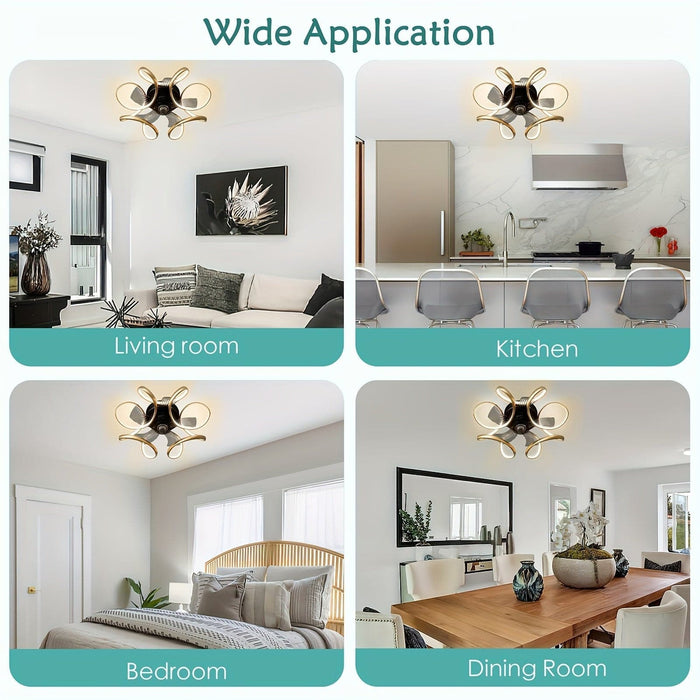 21 in. Modern Low Profile LED Ceiling Fan with Light Remote, Dimmable Reversible Ceiling Fan, Geometric Ceiling Fan for Living Room Bedroom Kitchen-ErisView