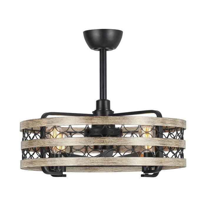 21 in. Round Caged Ceiling Fan with Light Kit Remote-ErisView