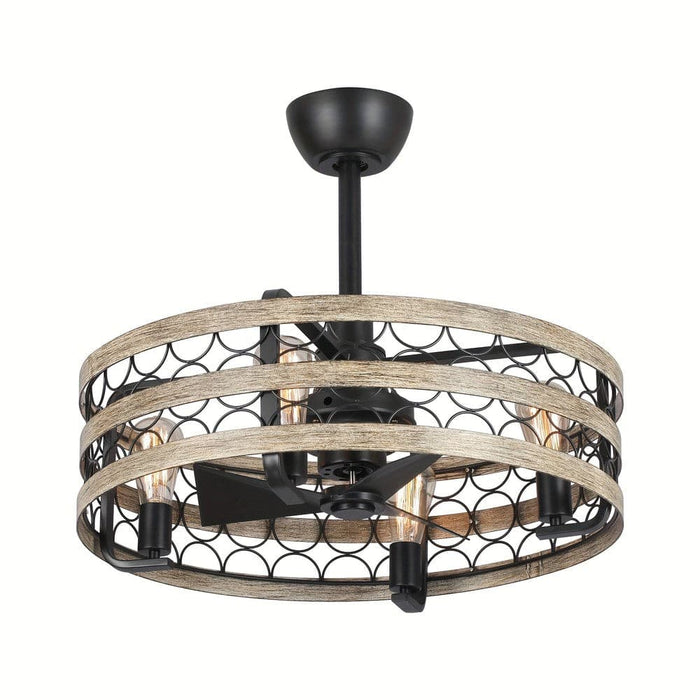 21 in. Round Caged Ceiling Fan with Light Kit Remote-ErisView