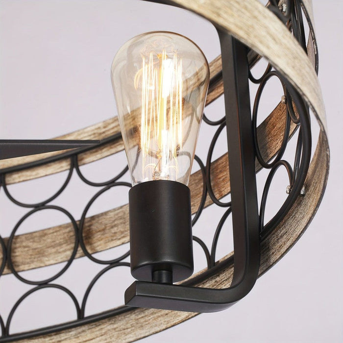 21 in. Round Caged Ceiling Fan with Light Kit Remote-ErisView