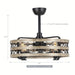 21 in. Small Black Ceiling Fan Chandelier with Light Remote, 3-Blade Farmhouse Ceiling Fan with Cage for Living Room-ErisView