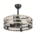 21 in. Small Black Ceiling Fan Chandelier with Light Remote, 3-Blade Farmhouse Ceiling Fan with Cage for Living Room-ErisView