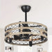 21 in. Small Black Ceiling Fan Chandelier with Light Remote, 3-Blade Farmhouse Ceiling Fan with Cage for Living Room-ErisView
