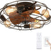 21 in. Small Caged Flush Mount Ceiling Fan and Light and Remote,, Industrial Enclosed Low Profile Ceiling Fan for Bedroom Ceiling Living Room-8-ErisView