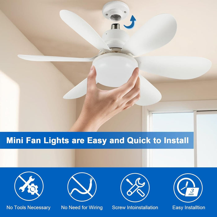 21 in. Small Fan Light and Remote, Socket Bedroom Ceiling Fans with Lights, Hanging Dimmable Ceiling Fan, for Bedroom Living Room Fan Kitchen-2-ErisView
