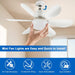 21 in. Small Fan Light and Remote, Socket Bedroom Ceiling Fans with Lights, Hanging Dimmable Ceiling Fan, for Bedroom Living Room Fan Kitchen-2-ErisView