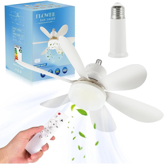 21 in. Small Fan Light and Remote, Socket Bedroom Ceiling Fans with Lights, Hanging Dimmable Ceiling Fan, for Bedroom Living Room Fan Kitchen-1-ErisView