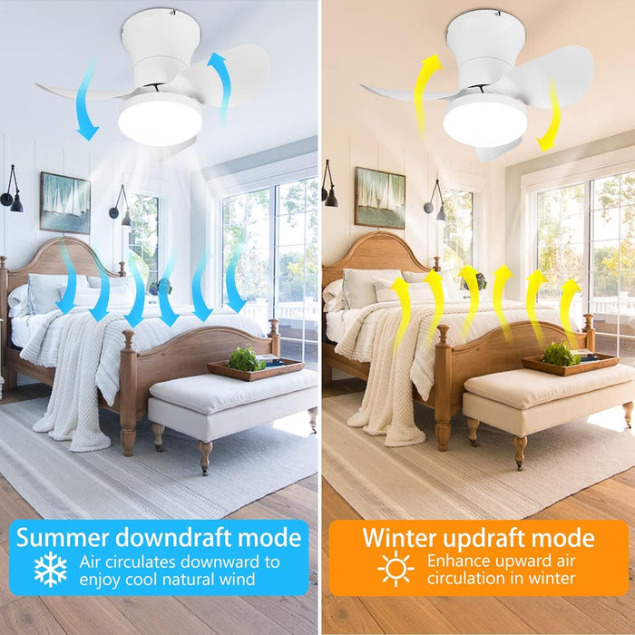 21 in. Small Flush Mount Ceiling Fans with Light and Remote APP Control, Dimmable Reversible Ceiling Fan-3-ErisView