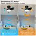 21 in. Small Flush Mount Ceiling Fans with Lights APP Control, Dimmable Beautiful Ceiling Fans, Black Bedroom Kitchen Ceiling Fans with Lights-5-ErisView