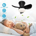 21 in. Small Flush Mount Ceiling Fans with Lights APP Control, Dimmable Beautiful Ceiling Fans, Black Bedroom Kitchen Ceiling Fans with Lights-6-ErisView