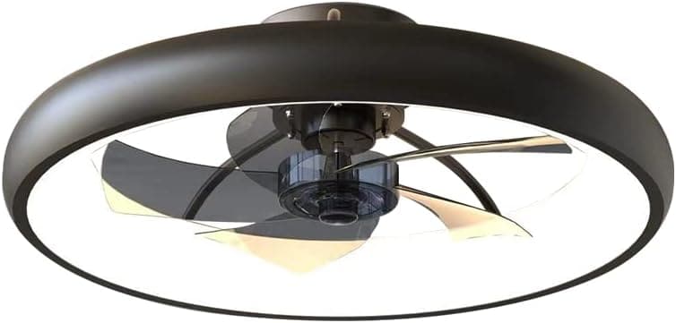 21.5 in. Black Ceiling Fan with Lights, Dimmable LED Reversible Ceiling Fan with Remote, Invisible Ceiling Fan, Semi Flush Mount Low Profile Fan-2-ErisView