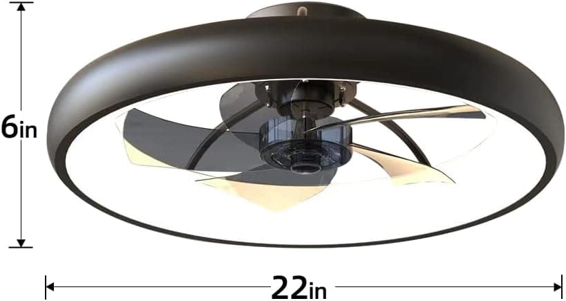 21.5 in. Black Ceiling Fan with Lights, Dimmable LED Reversible Ceiling Fan with Remote, Invisible Ceiling Fan, Semi Flush Mount Low Profile Fan-3-ErisView