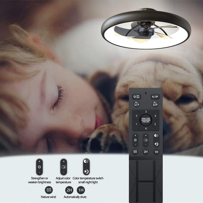 21.5 in. Black Ceiling Fan with Lights, Dimmable LED Reversible Ceiling Fan with Remote, Invisible Ceiling Fan, Semi Flush Mount Low Profile Fan-7-ErisView