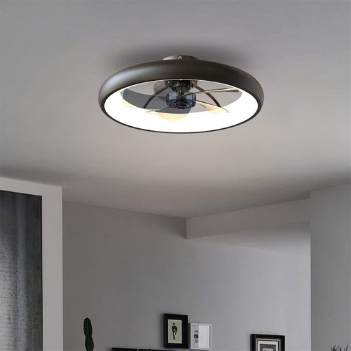 21.5 in. Black Ceiling Fan with Lights, Dimmable LED Reversible Ceiling Fan with Remote, Invisible Ceiling Fan, Semi Flush Mount Low Profile Fan-1-ErisView