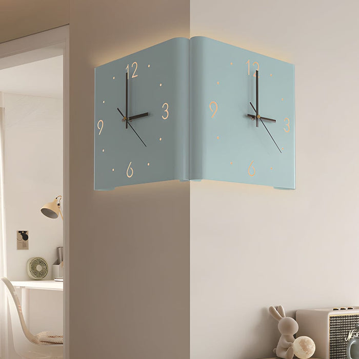 Mute USB Motion Sensor LED Foldable Double Sided Corner Wall Clock