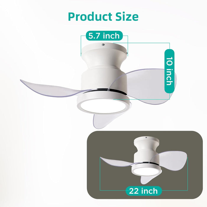 22 in. Beautiful Ceiling Fans with Remote, Bedroom Ceiling Fans with Lights, White Bedroom Ceiling Fans, Kitchen Ceiling Fans, Dining Room Ceiling Fan -2-ErisView