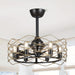 22 in. Black Industrial Ceiling Fan with Light Remote, 3-Blade Small Ceiling Fan Chandelier with Cage for Dining Room Bedroom Living Room-ErisView